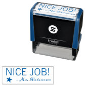 Fun "NICE JOB!" + Tutor Name Rubber Stamp Zelfinktende Stempel (In situ)