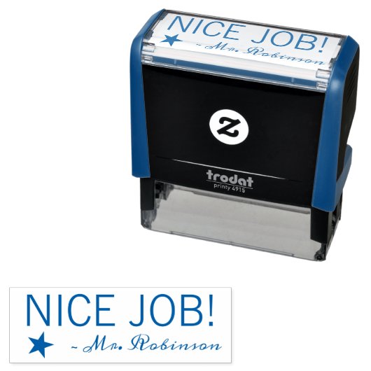 Fun "NICE JOB!" + Tutor Name Rubber Stamp Zelfinktende Stempel (In situ)