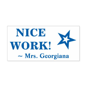 Fun "NICE WORK!" Educator Rubber Stamp Zelfinktende Stempel