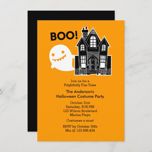 Fun niet zo eng de uitnodiging van een halloween-p (Voorkant / Achterkant)