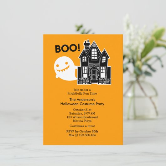 Fun niet zo eng de uitnodiging van een halloween-p (Staand voorkant)