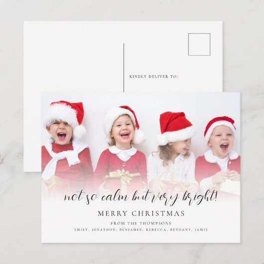 Fun niet zo kalm, maar zeer heldere scriptfoto feestdagenkaart (Voorkant / Achterkant)