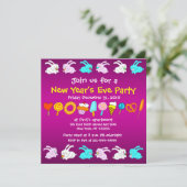 Fun nieuwjaarsjaar Eve Party Invitation Year of th Kaart (Staand voorkant)
