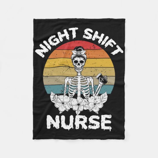 Fun Night Shift Nurse Skeleton Halloween Rn Nurses Fleece Deken (Voorkant)