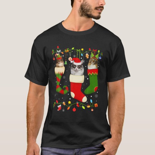 Fun Norway Forest Stocking kerst Light Sock T-shirt (Voorkant)