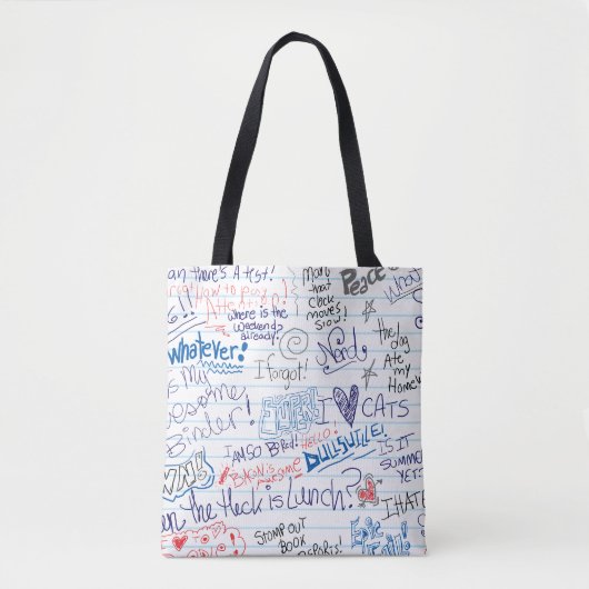 Fun Notitieboek School Boredom Doodle Art Tote Bag (Voorkant)
