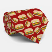 Fun Novelty Cheeseburger Pattern Red Stropdas (Opgerold)