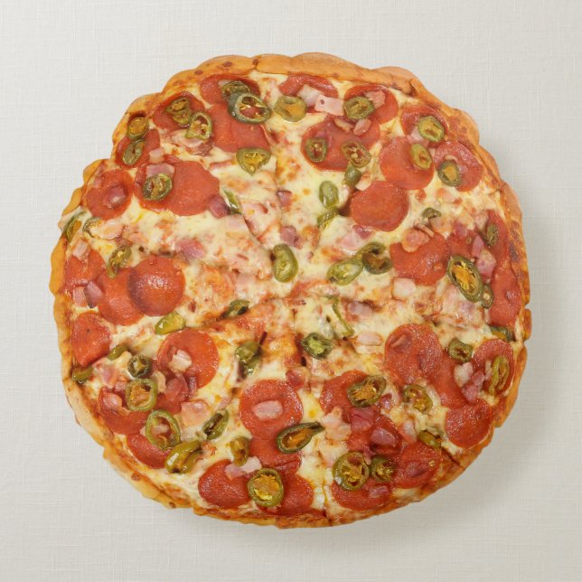 Fun Novelty Cool Cheese Pizza Grill Party Food Rond Kussen (Voorkant)