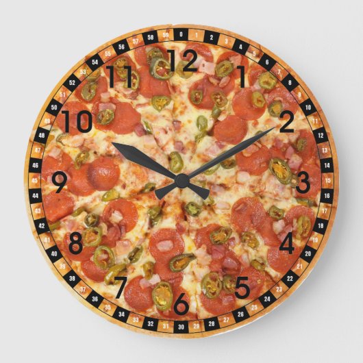 Fun Novelty Cool Food Pizza Theme Kitchen Grote Klok (Voorkant)