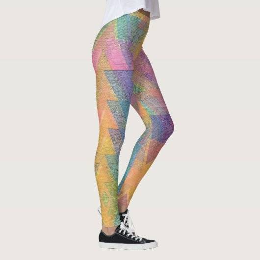 Fun Novelty Geometric Driangle, kleurrijk Abstract Leggings (Rechts)