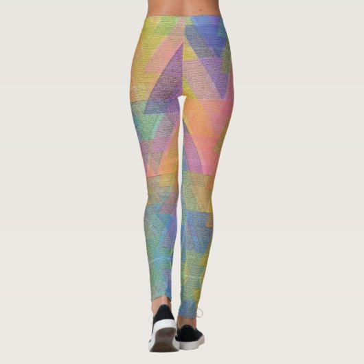 Fun Novelty Geometric Driangle, kleurrijk Abstract Leggings (Achterkant)