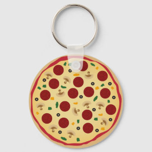 Fun Novelty Pepperoni en Veggie Pizza Sleutelhanger
