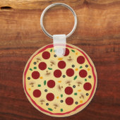 Fun Novelty Pepperoni en Veggie Pizza Sleutelhanger (Voorkant)