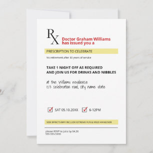 Fun Novelty Rx Prescription Doctor Retirement Kaart
