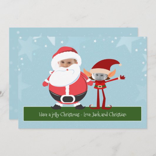 Fun Novelty Santa en Elf Kerstmis op maat Feestdagenkaart (Voorkant / Achterkant)