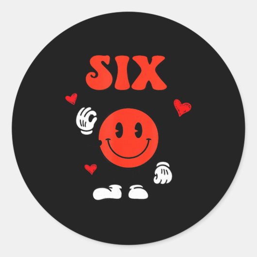 Fun Number 6 Funny 67 Meme Six Seven 6 7 Valentine Ronde Sticker (Voorkant)