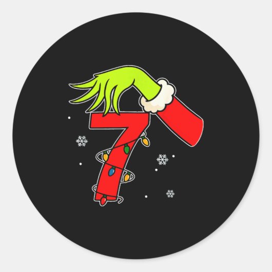 Fun Number 7 Christmas 67 Six Seven Meme Xmas Men Ronde Sticker (Voorkant)