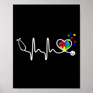 Fun Nurse Autism Puzzle Stethoscope Heart 1 Poster