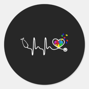 Fun Nurse Autism Puzzle Stethoscope Heart 1 Ronde Sticker