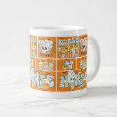 Fun Nurse Halloween Sinaasappel Tegel Basic Donker Grote Koffiekop (Voorkant rechts)