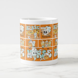 Fun Nurse Halloween Sinaasappel Tegel Basic Donker Grote Koffiekop