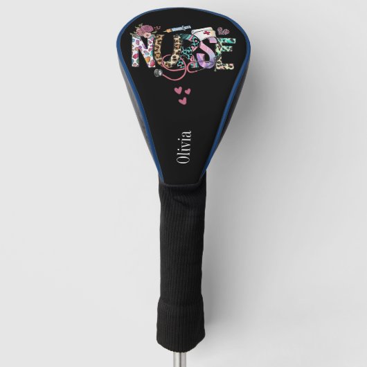 Fun Nurses Retro Typografie Gepersonaliseerd Golfheadcover (Voorkant)