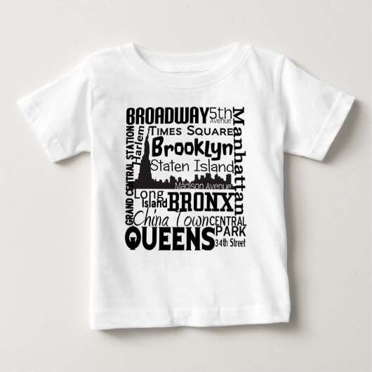 FUN NYC Word CLOUD Geïnspireerd grafisch T-SHIRT (Voorkant)