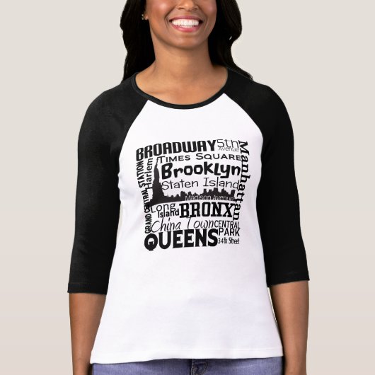 FUN NYC Word CLOUD Geïnspireerd grafisch T-SHIRT (Voorkant)