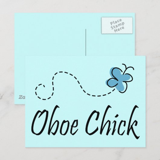 Fun Oboe Chick Music Briefkaart (Voorkant / Achterkant)