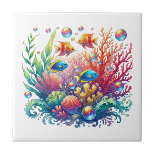 Fun ocean fish beach lovers tegeltje (Voorkant)