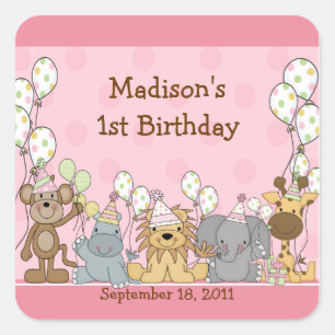 Fun Oerwoud Safari Birthday Square Sticker