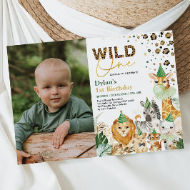 Fun Oerwoud Safari Wild One Party Animals Birthday Kaart