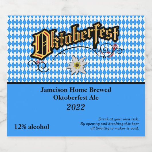 Fun Oktoberfest Home Brew Bier Etiket (Enkel label)