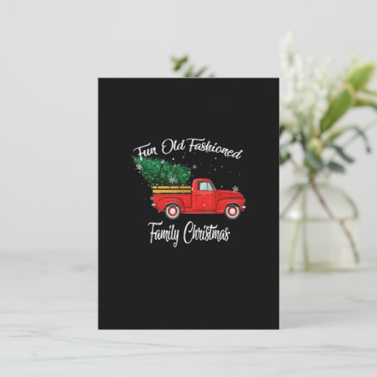 Fun Old Fashioned Family Christmas Tree Oldtimer R Kaart (Staand voorkant)