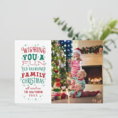 Fun Old Fashioned Family - kerstfotokaart Feestdagenkaart (Staand voorkant)