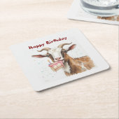 Fun Old Goat Over The Hill Verjaardag Kartonnen Onderzetters (Schuin)