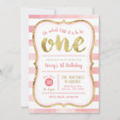 Fun om één roze en gouden eerste verjaardag te zij kaart (Voorkant)