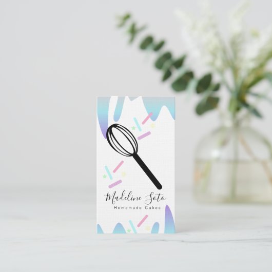 Fun Ombre Froving Dripping Whisk Cake Bakery Logo Visitekaartje (Staand voorkant)