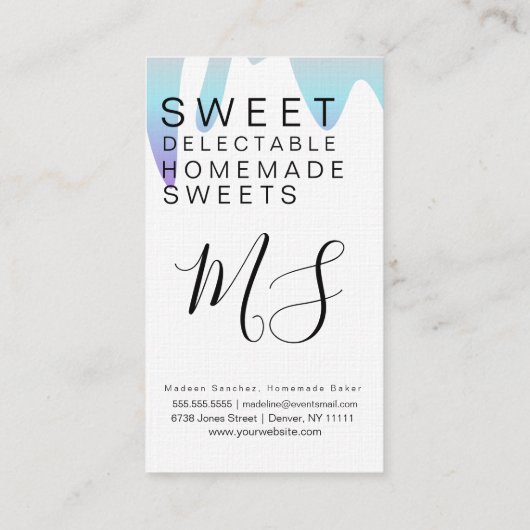 Fun Ombre Froving Dripping Whisk Cake Bakery Logo Visitekaartje (Achterkant)