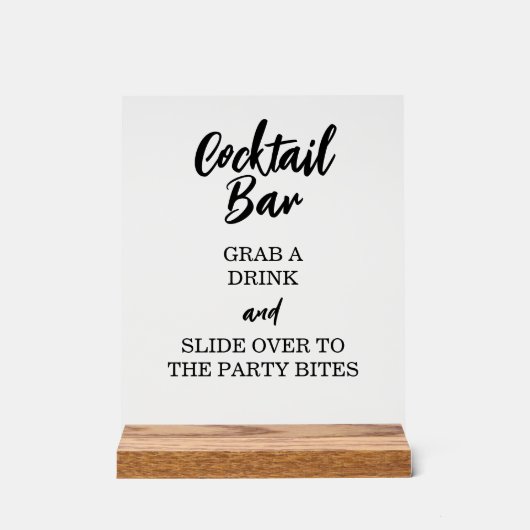 Fun Open Bar Pak een cocktail Drink uitnodiging Acryl Bord (Voorkant)