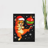 Fun Orange Cat Humor Christmas Ornament Football S Kaart (Voorkant)