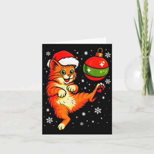 Fun Orange Cat Humor Christmas Ornament Football S Kaart (Voorkant)