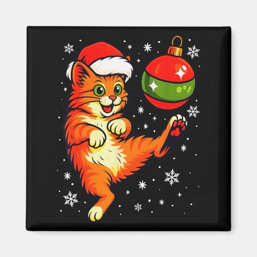 Fun Orange Cat Humor Christmas Ornament Football S Magneet (Voorkant)