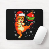 Fun Orange Cat Humor Christmas Ornament Football S Muismat (Met muis)