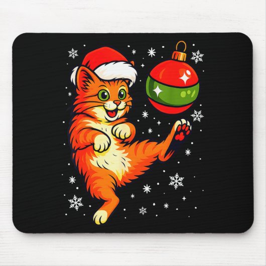 Fun Orange Cat Humor Christmas Ornament Football S Muismat (Voorkant)