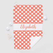 Fun Orange polka dots custom name ladies Golfhanddoek (Insitu)