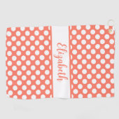 Fun Orange polka dots custom name ladies Golfhanddoek (Horizontaal)
