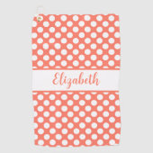 Fun Orange polka dots custom name ladies Golfhanddoek (Voorkant)