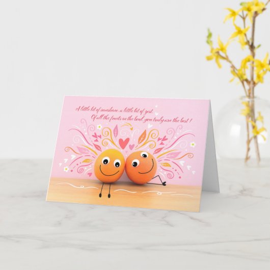 Fun Oranges Valentine's Day Card Kaart (Gele Bloem)