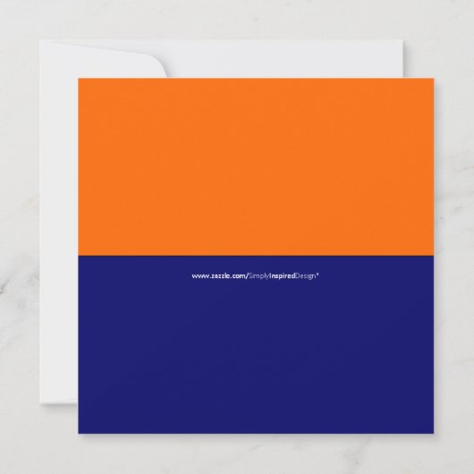 Fun Oranje & Blue Dinner Invitation Kaart (Achterkant)